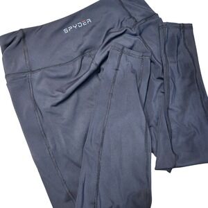 Spyder Active Sport Black Leggings XL High Rise Side Pockets Athletic Yoga Pants
